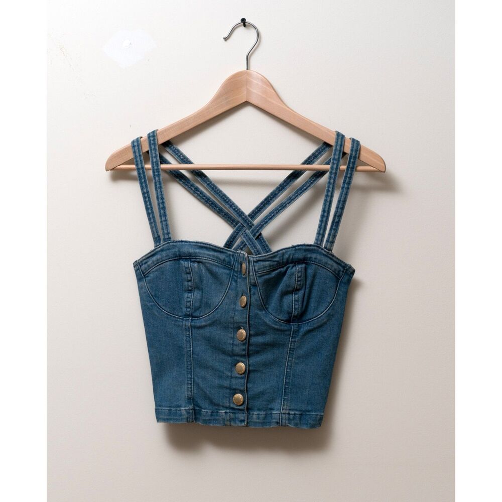 Vintage Topshop Y2K Denim Halter - US 6